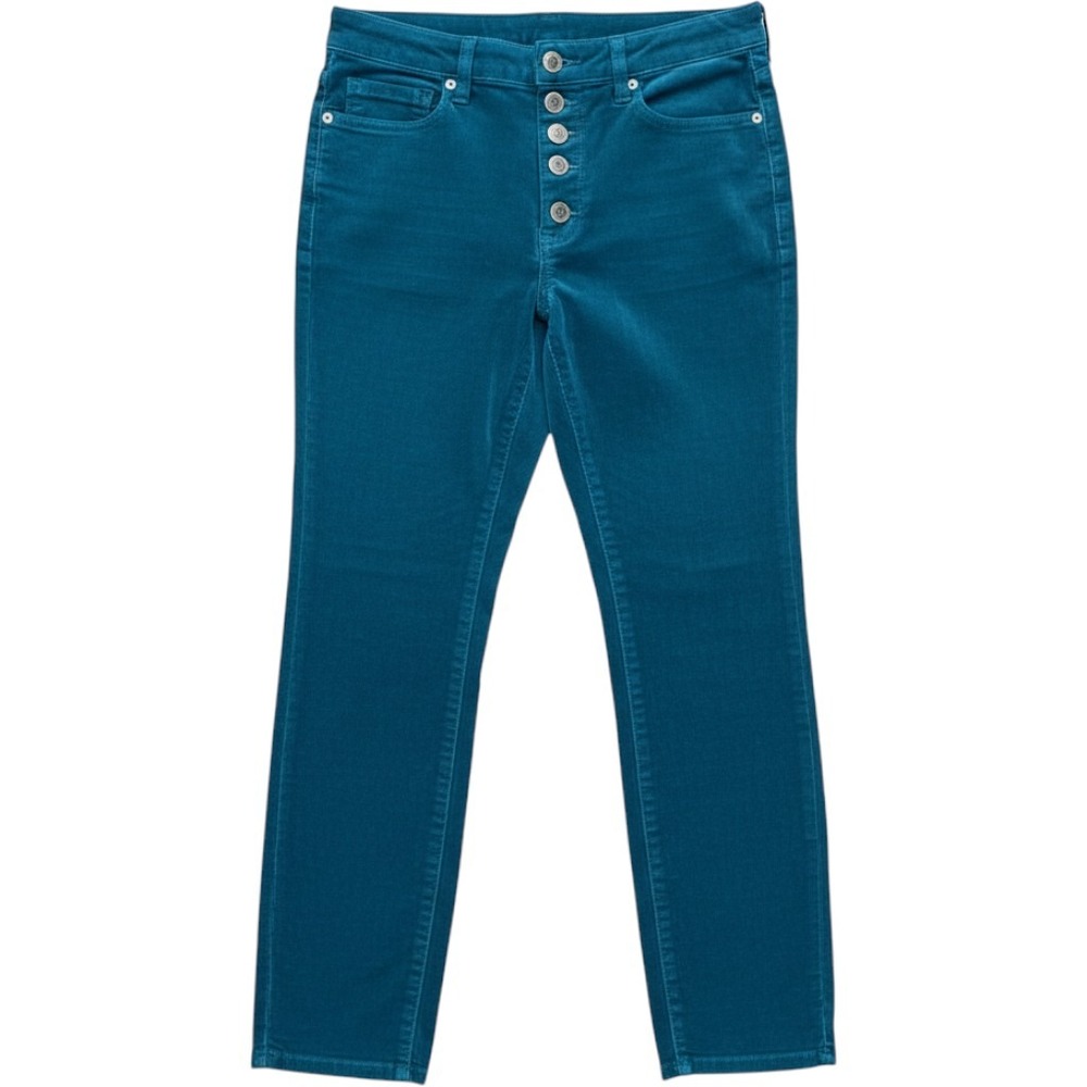 Anthropologie Pilcro High Rise Skinny Corduroy Pants Teal Blue Button Fly 28